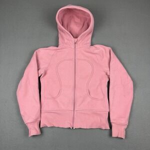 Lululemon Scuba Hoodie‎ Size 8 Soft Pink Full Zip Sports Hooded Sweatshirt